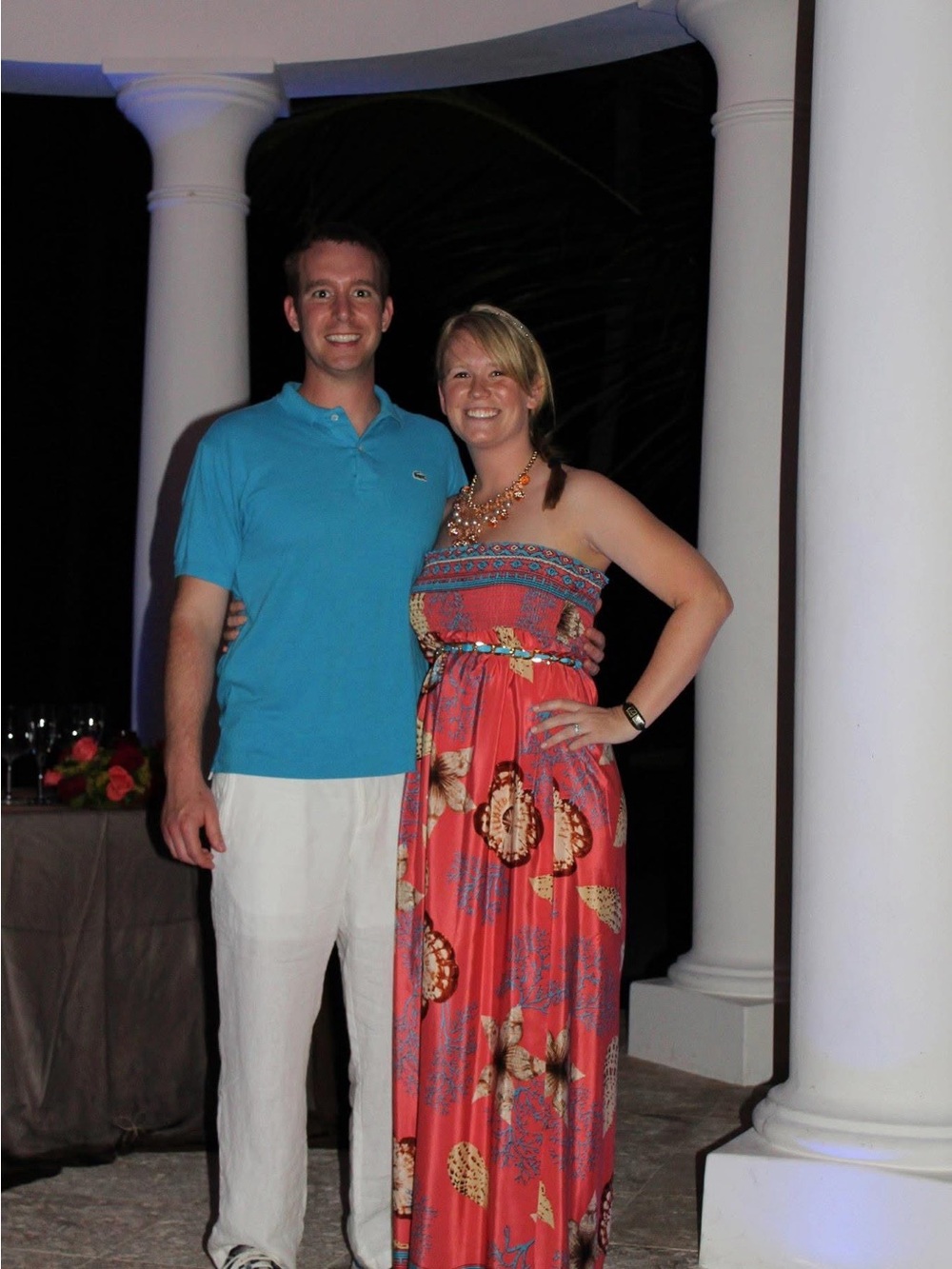 Seashell Print Dress by SINGLE Strapless Maxi Coral/Turquoise Silk Beach/Resort